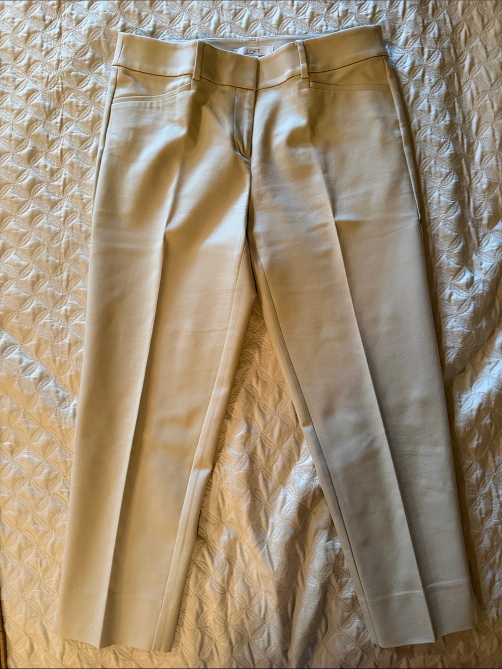 LOFT Women’s  Beige Dress Pants - Cropped Slim Straight